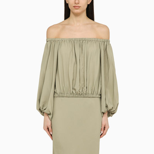 Sage silk blend top