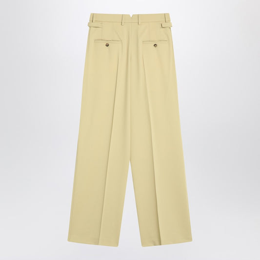 Wide lime-coloured wool trousers
