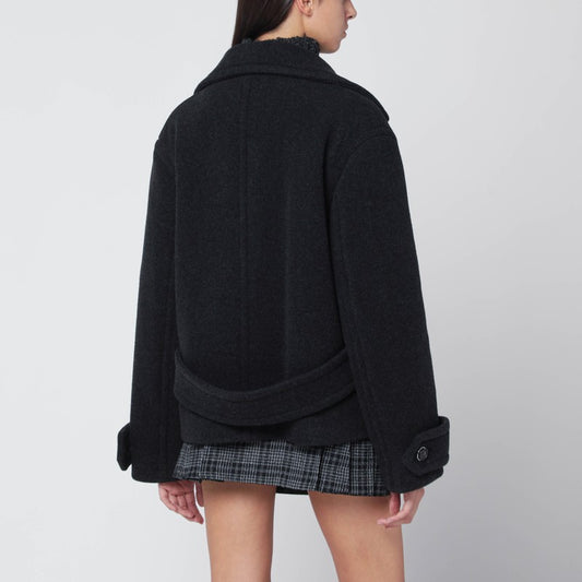 Dark grey mélange wool coat