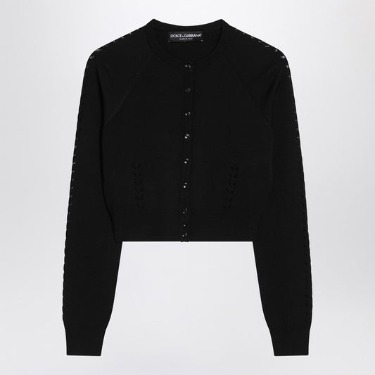 Black Cardigan With Punched Details