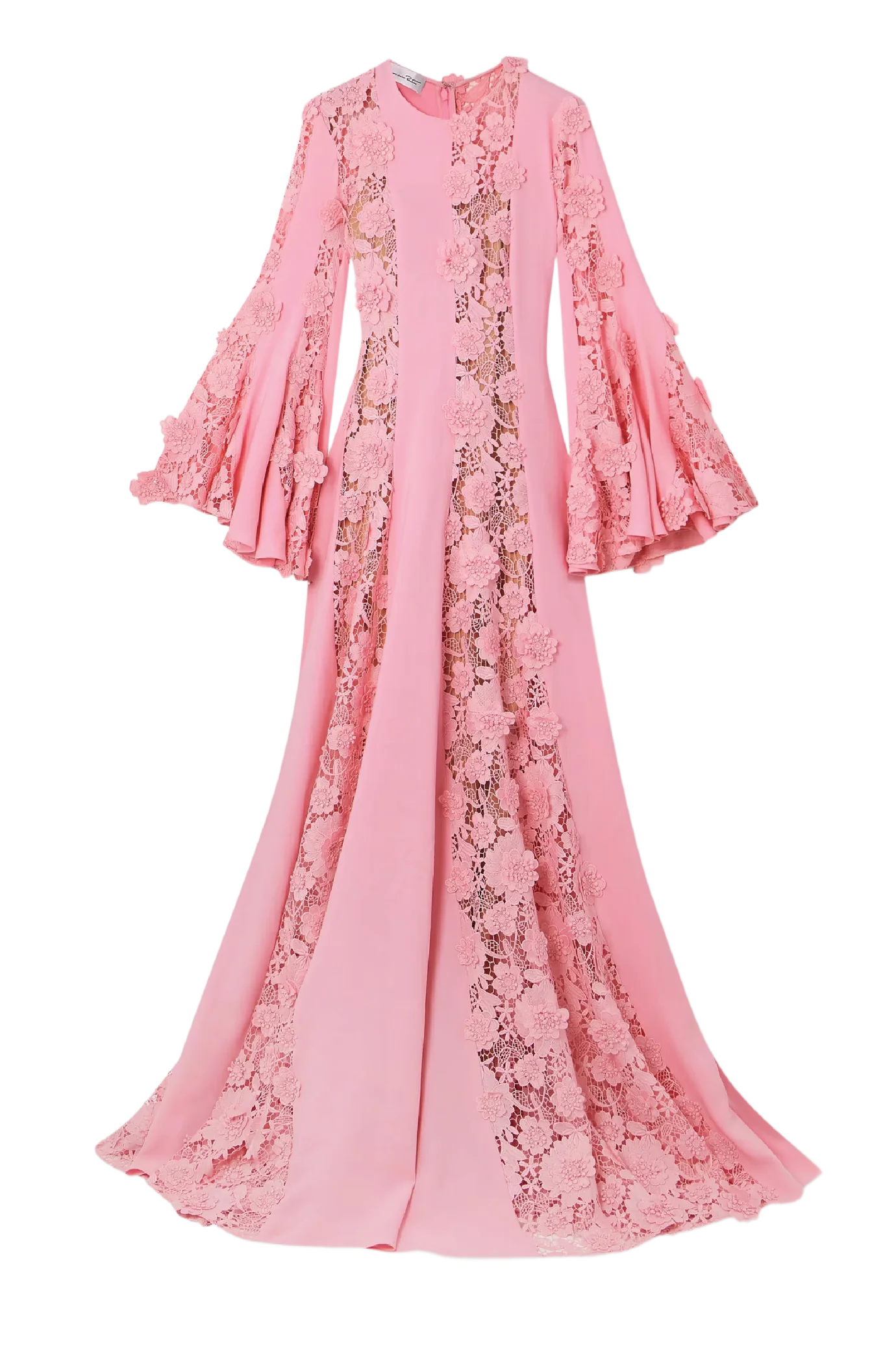 FLARE SLEEVE FLORAL GUIPURE GEORGETTE CAFTAN