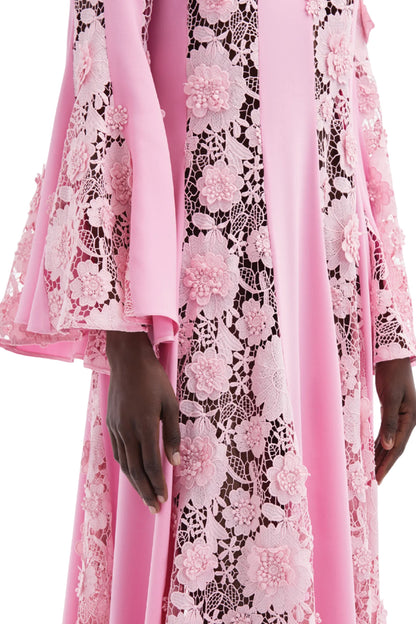 FLARE SLEEVE FLORAL GUIPURE GEORGETTE CAFTAN