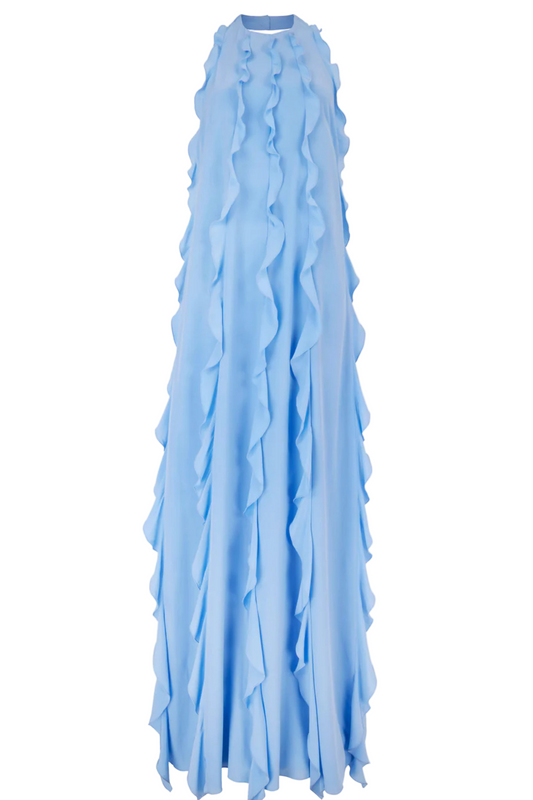 FLEURINE DRESS IN BABY BLUE SILK CREPE DE CHINE