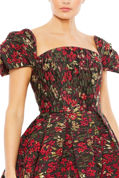 FLORAL BROCADE DRESS