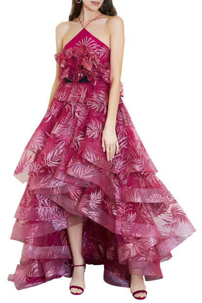 FLORAL LEAF SPARKLE GOWN