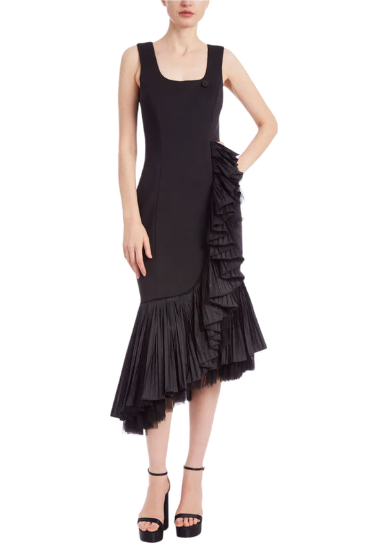 FLOUNCED TULLE HEM COCKTAIL DRESS
