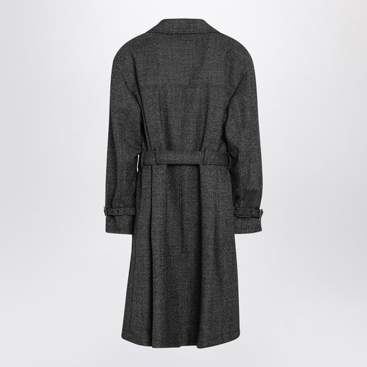 Grey wool double-breasted coat