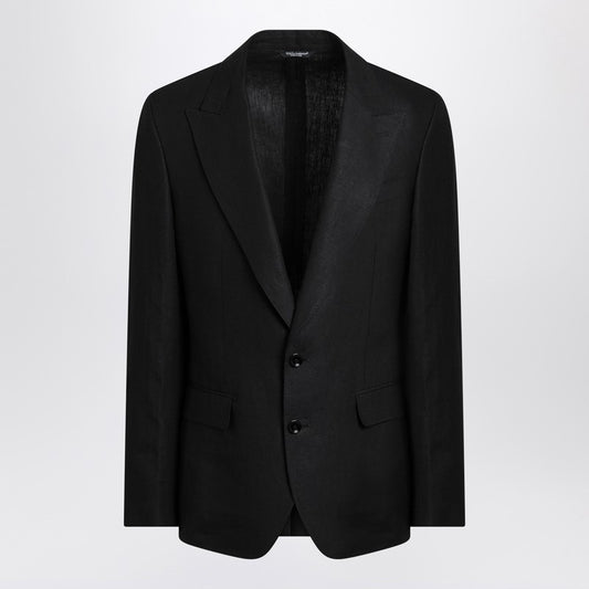 Black Single-breasted Linen Jacket