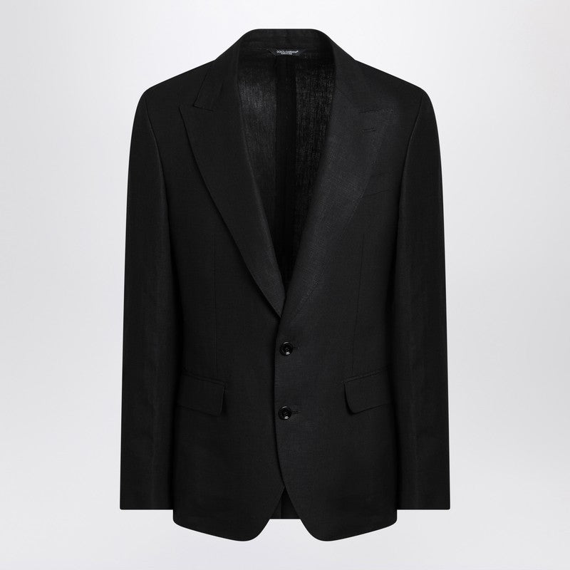 Black Single-breasted Linen Jacket