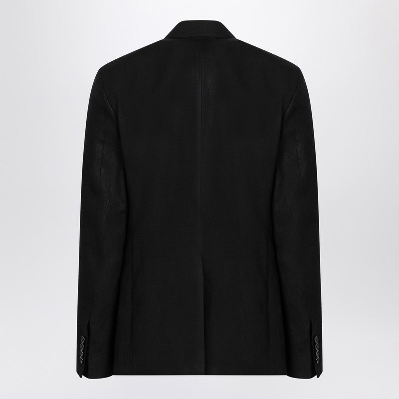 Black Single-breasted Linen Jacket