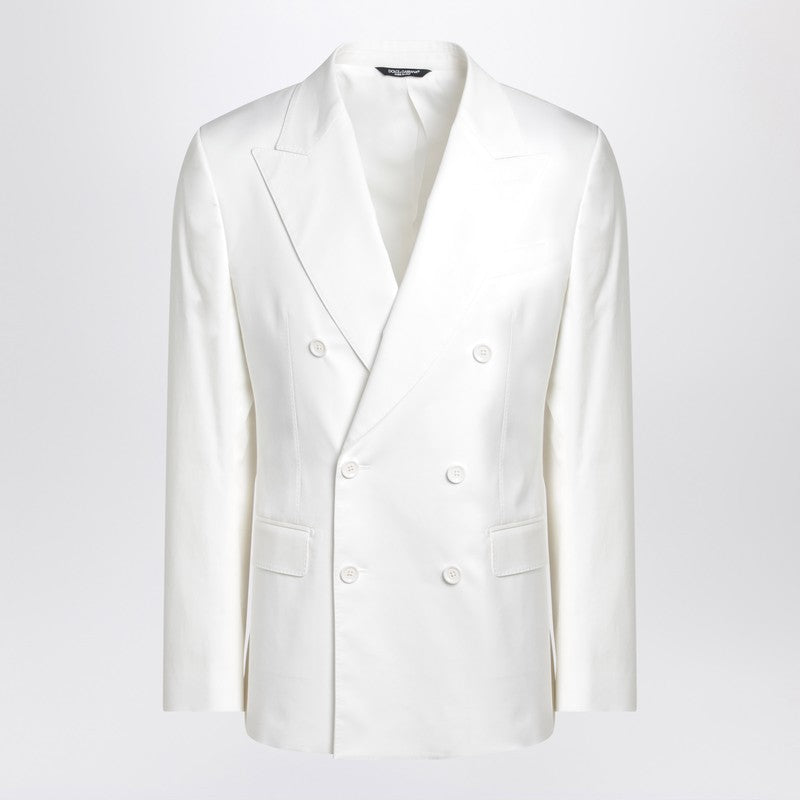 White Single-breasted Cotton Jacket