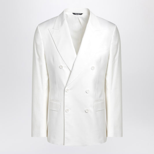 White Single-breasted Cotton Jacket