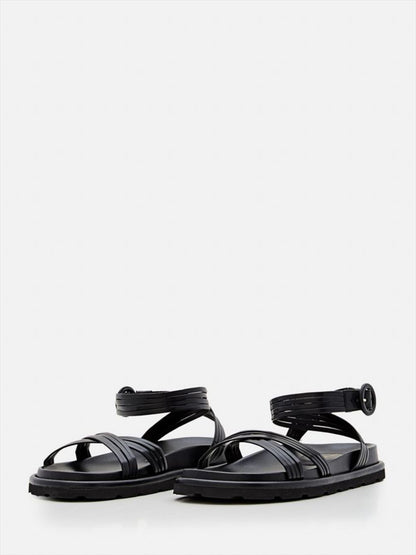 CROSS STRAP LEATHER SANDALS