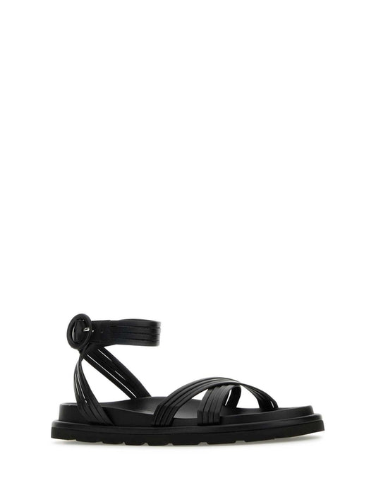 CROSS STRAP LEATHER SANDALS