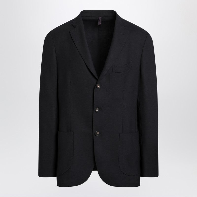 Blue Wool Blend Single-breasted Jacket