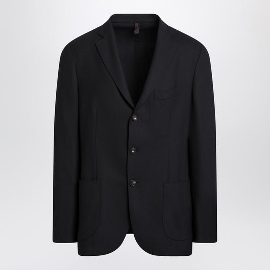 Blue Wool Blend Single-breasted Jacket