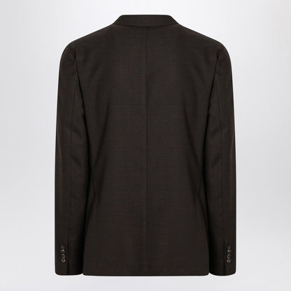 Brown Checked Double Breasted Jacket