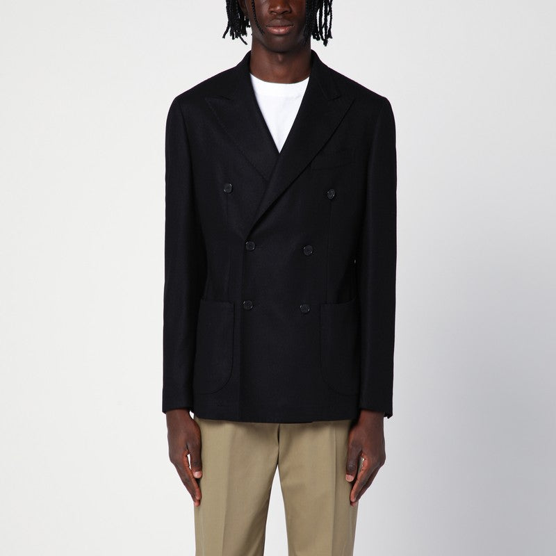 Black Wool-blend Double-breasted Jacket