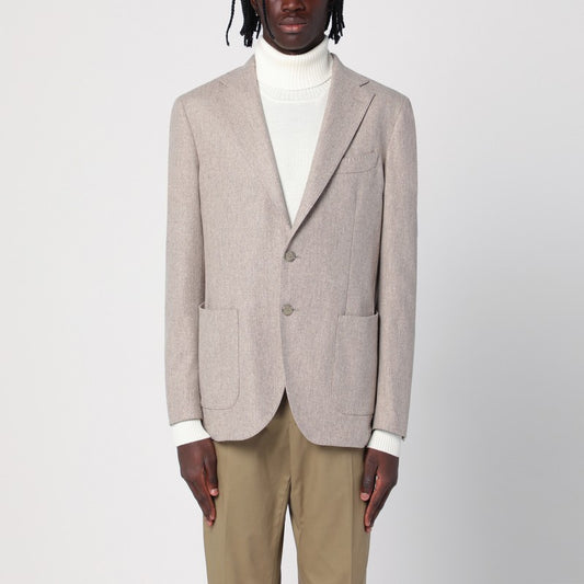 Beige Wool-blend Single-breasted Jacket