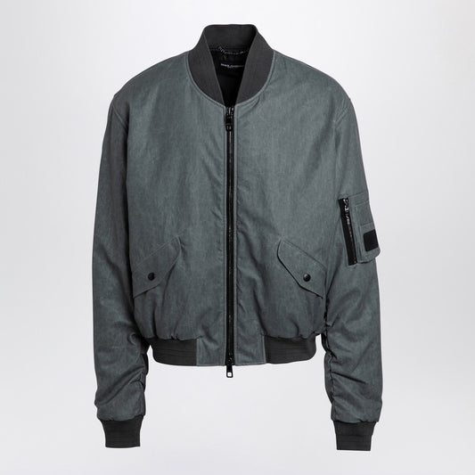 Light Grey Linen Bomber Jacket