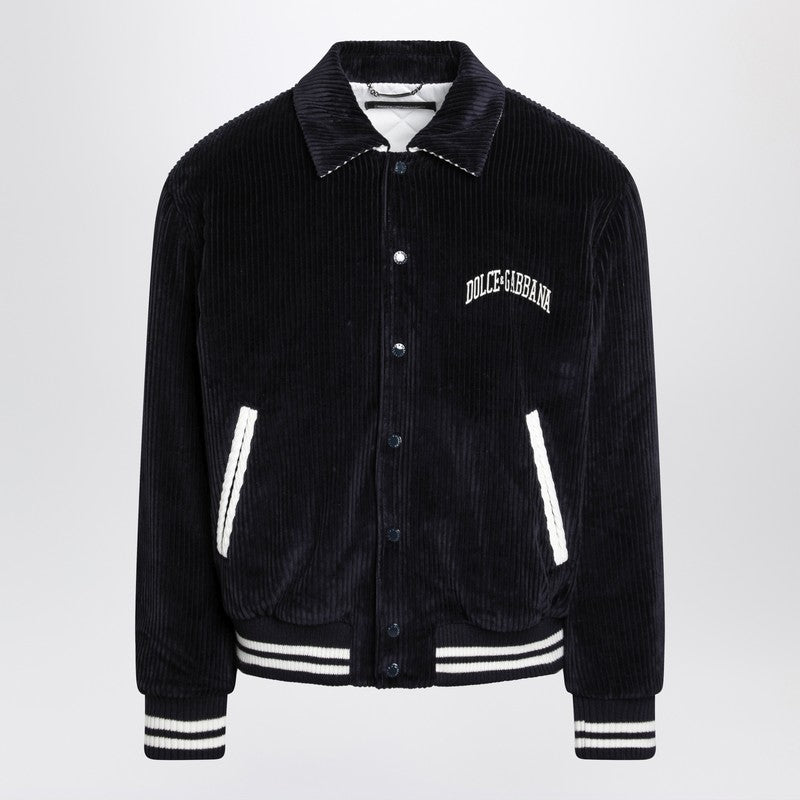 Navy corduroy Varsity bomber