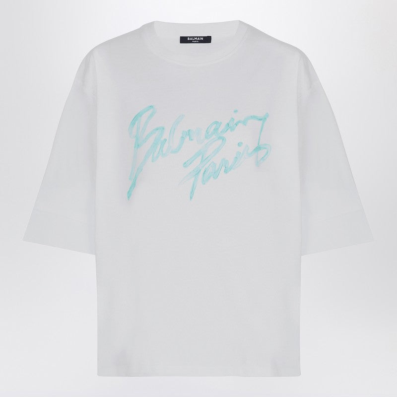 Oversized white T-shirt with logo print