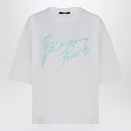 Oversized white T-shirt with logo print
