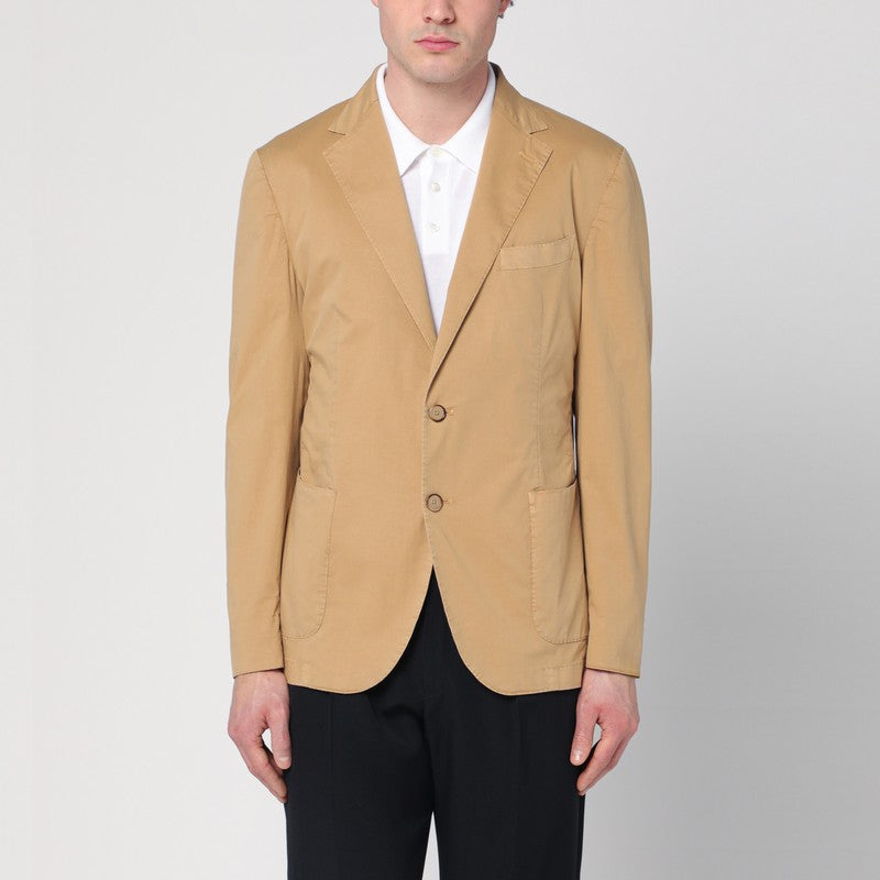 Walnut-coloured Single-breasted Jacket In Cotton