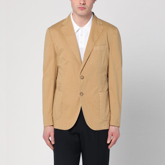 Walnut-coloured Single-breasted Jacket In Cotton