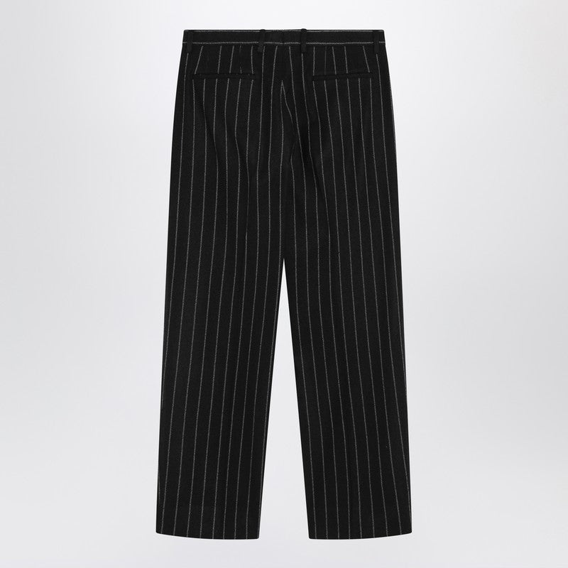 Striped wool-blend trousers