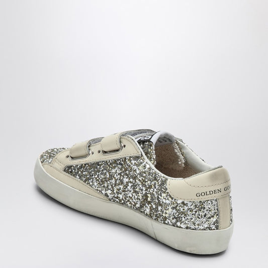 Old School sneaker in platinum/cream glitter