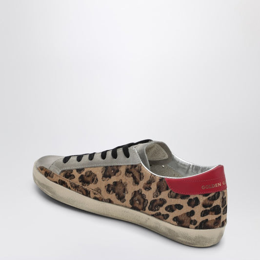 Super-star sneakers in leopard-print pony hair