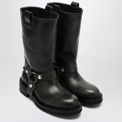 Kurt Boots In Black Leather With Buckle