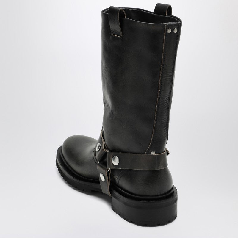 Kurt Boots In Black Leather With Buckle