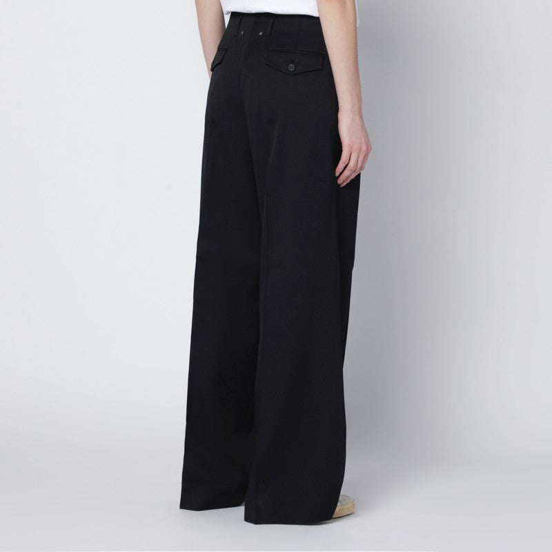 Wide black wool trousers