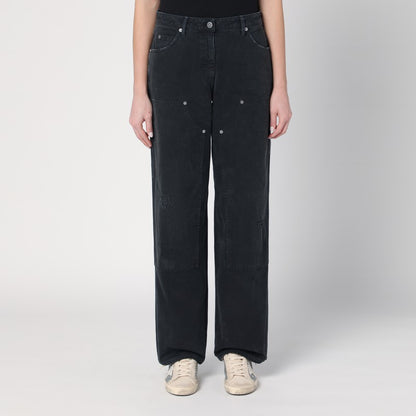 Wide Black Trousers In Denim
