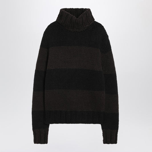 Striped wool-blend turtleneck sweater
