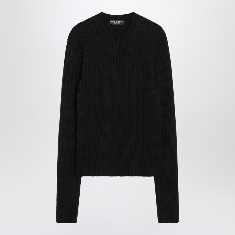 Black ribbed wool sweater