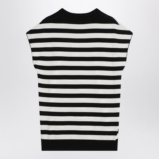 Sleeveless Kimono-style Striped Sweater