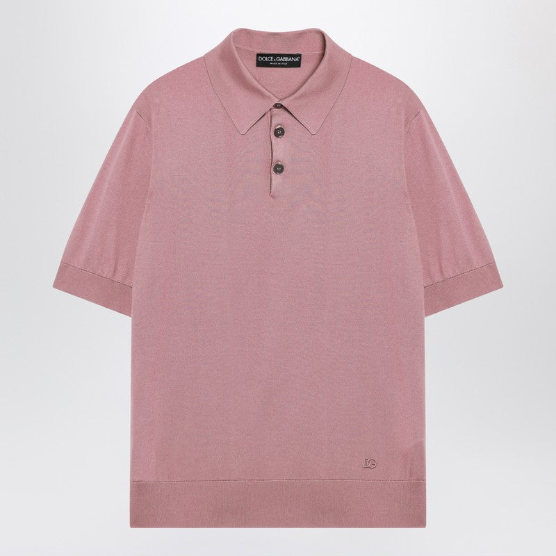 Pink silk polo shirt