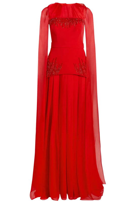 GLORIA CHERRY RED LONG DRESS