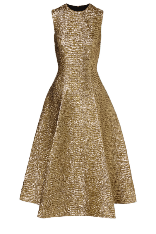 GOLD SEERSUCKER MARA DRESS
