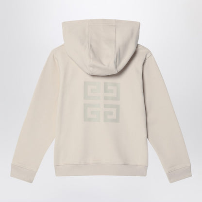 Cream-colored Zip-up Sweatshirt With Logo