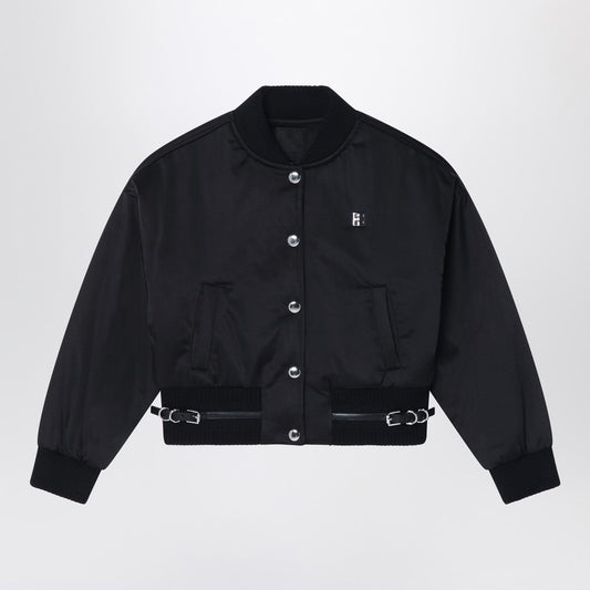 Black Bomber Jacket In Cotton Blend