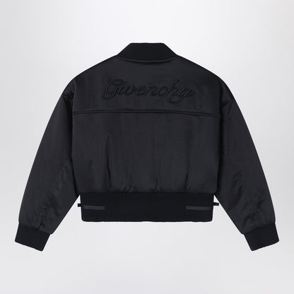 Black Bomber Jacket In Cotton Blend