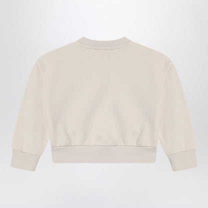 Cream-colored Cropped Sweatshirt With Logo