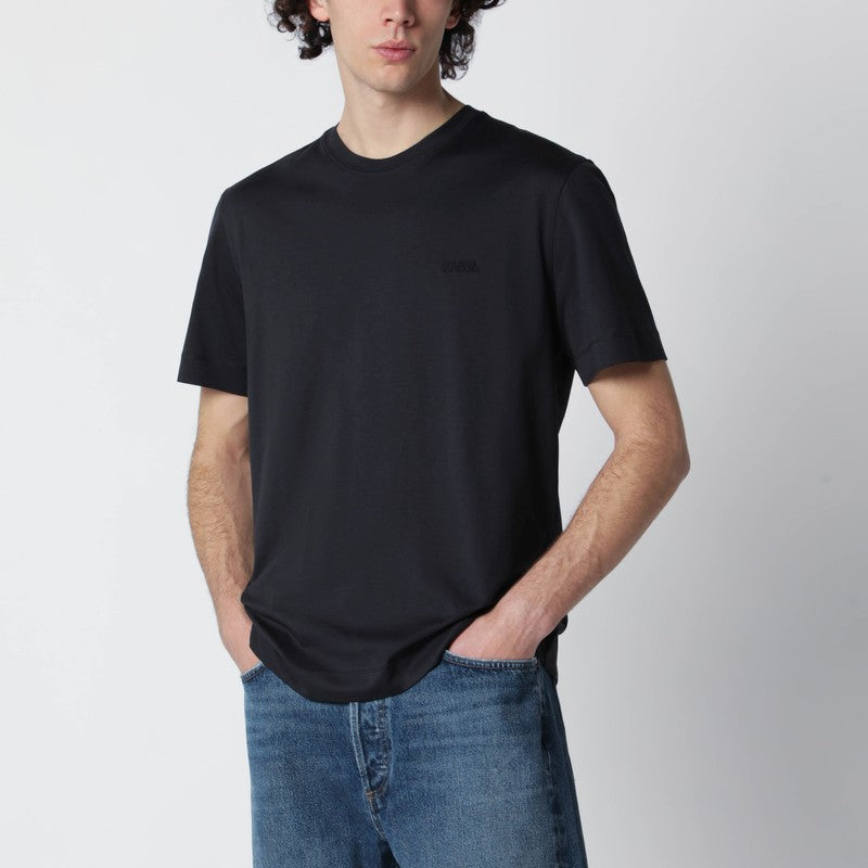 Navy blue T-shirt with embroidered logo