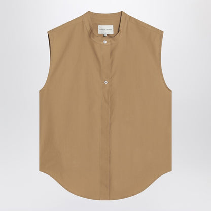 Sleeveless Shirt In Sand Colour