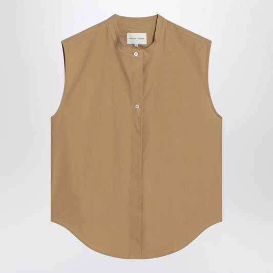 Sleeveless Shirt In Sand Colour