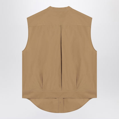 Sleeveless Shirt In Sand Colour